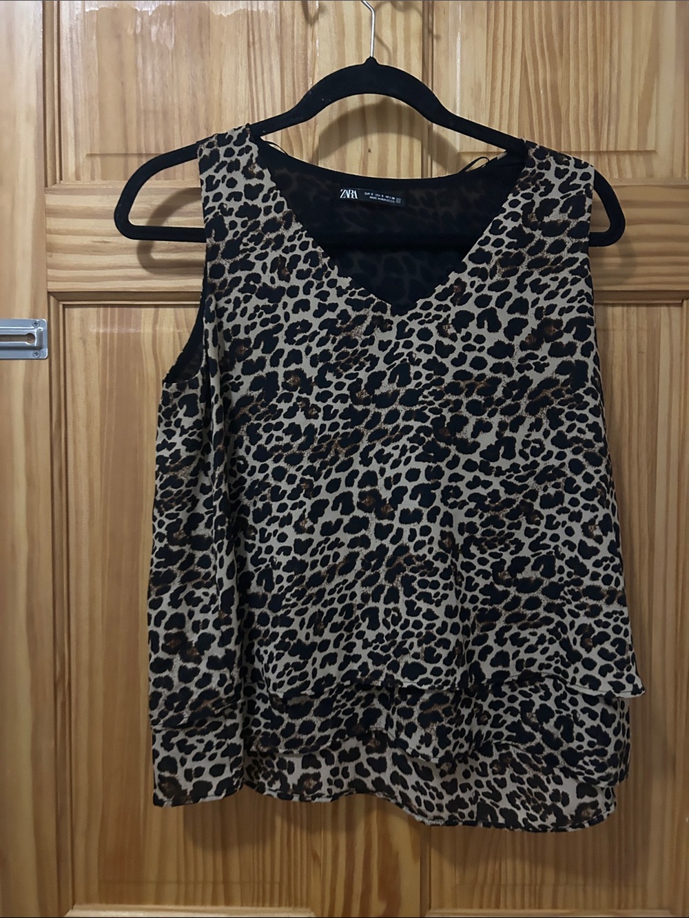 Zara Leopard Print V-Neck Camisole - Brown/Black